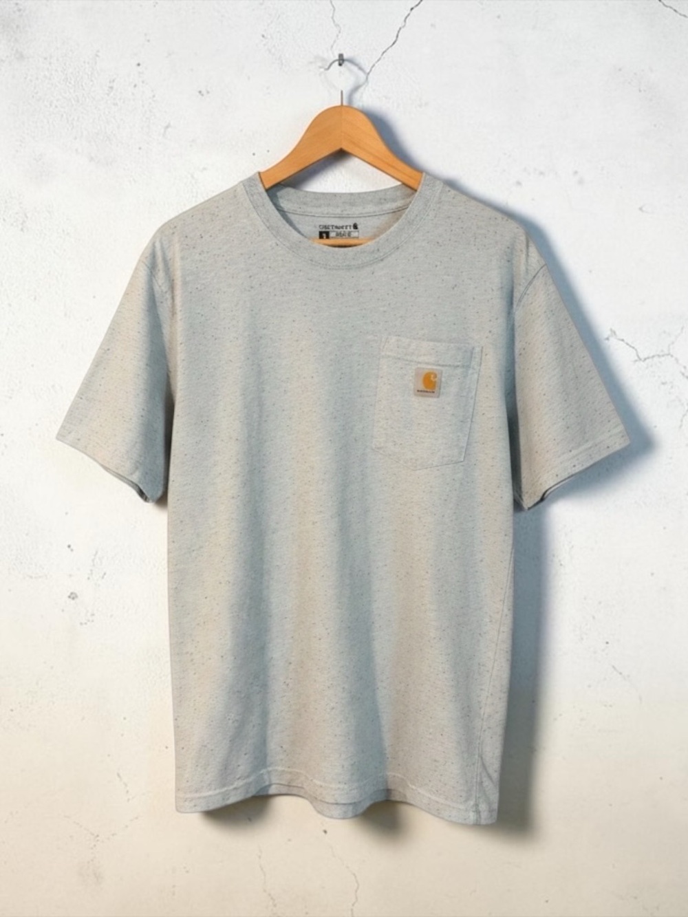 Carhartt Pocket Loose Fit SS Tee T Shirt Light Blue Heather Gray Speckle Unisex